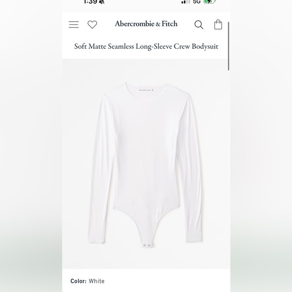 White long sleeve Abercrombie body suit - Picture 2 of 5